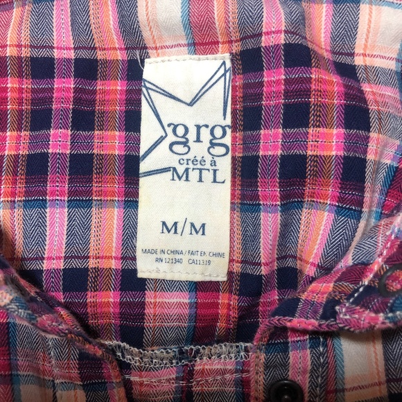 Garage button-up Plaid shirt stretch&fit M EUC tri - Picture 5 of 8